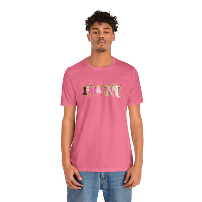 Iconic Pink Doll Hand Drawn Outfits Lineup UNISEX Shirt