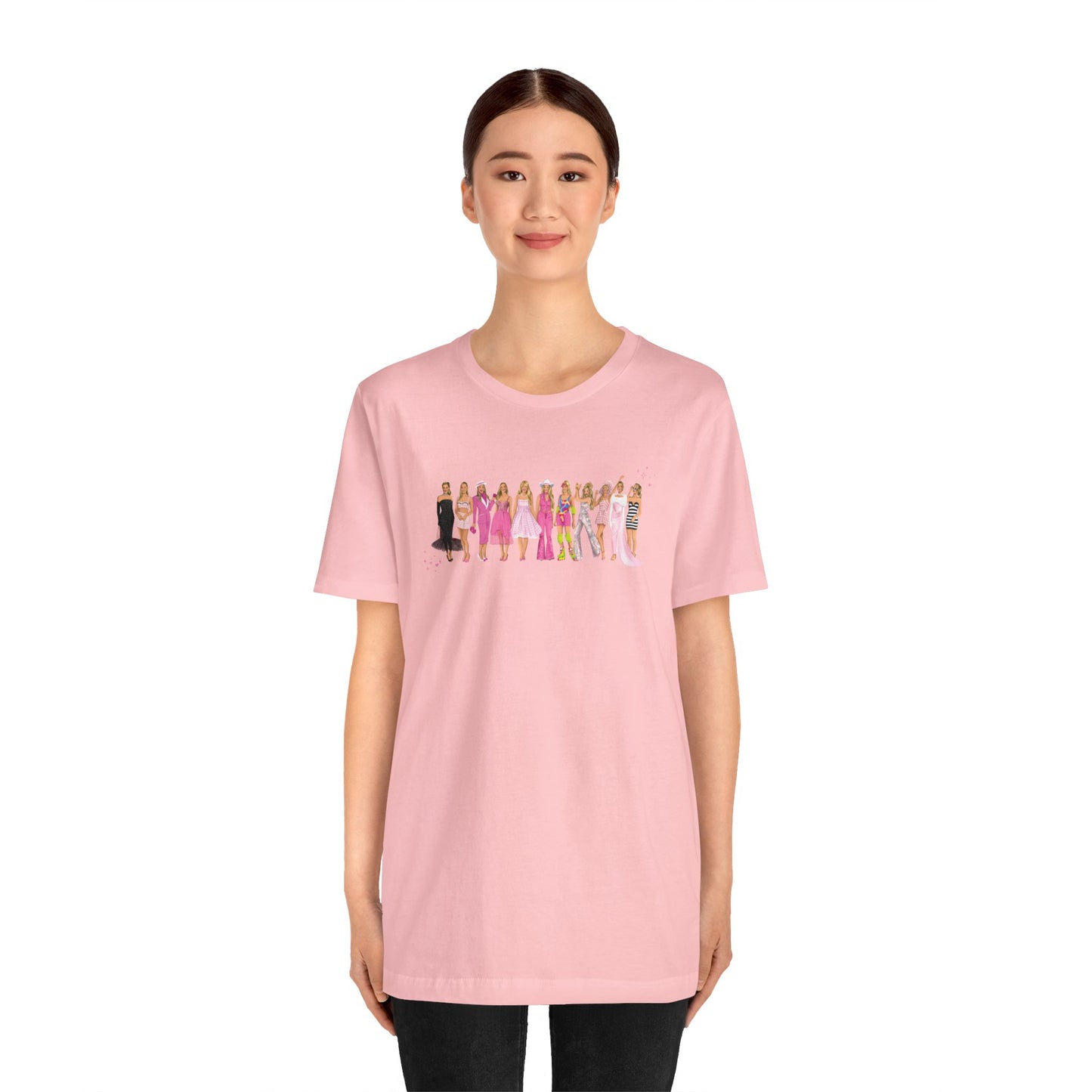 Iconic Pink Doll Hand Drawn Outfits Lineup UNISEX Shirt