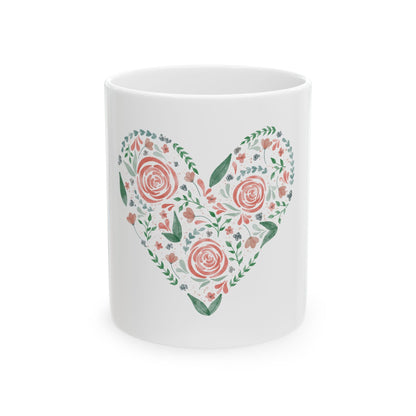 Floral Heart Watercolor Mug